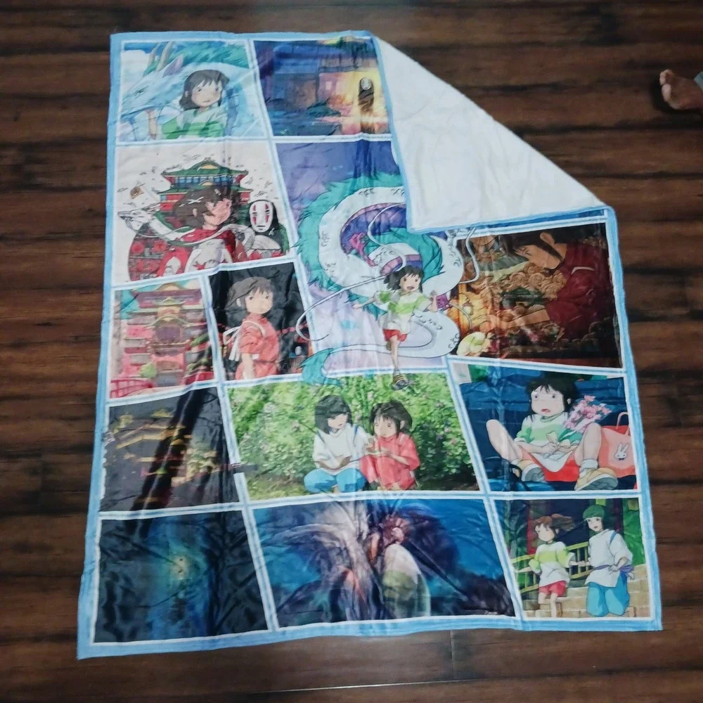 Studio Ghibli Spirited Away Anime Collage Throw Blanket 60x50 Haku No-Face